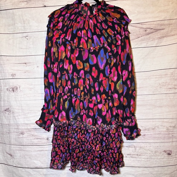 Farm Rio iridescent Leopard Elegant Multicolor Women's Dress Small NWOT - Picture 2 of 8